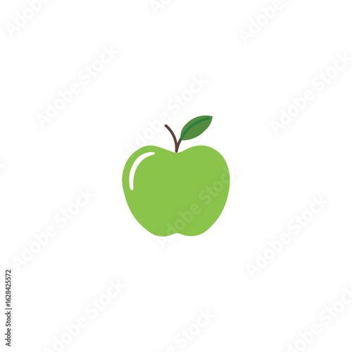 Green Apple with Leaf – Fresh Fruit Icon Vector