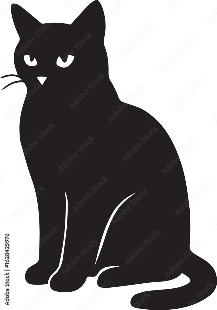 Obraz premium Black cat silhouette vector graphic