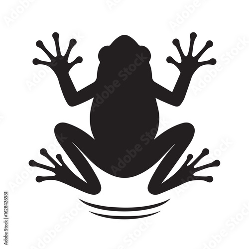 Jumping frog silhouette vector icon