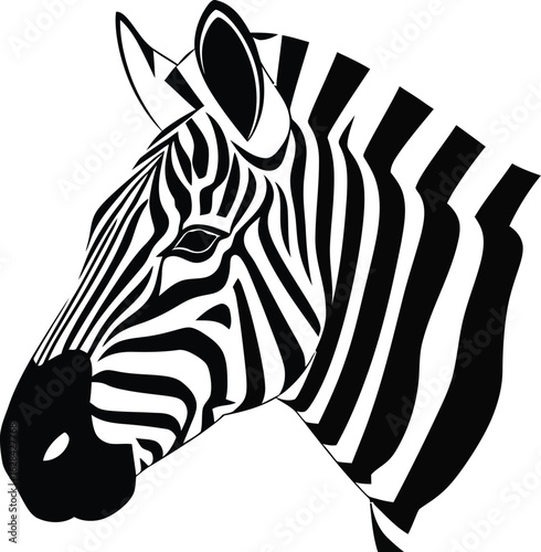 Striking Zebra Head Illustration on a Clean White Background