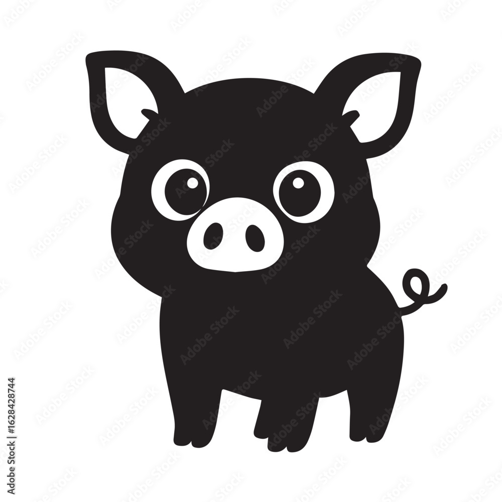 Fototapeta premium Adorable Piglet Silhouette Vector Graphic