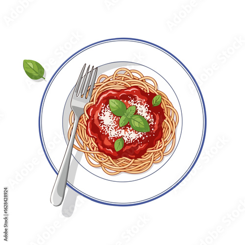 delicious spaghetti with marinara sauce perfect for restaurant menus