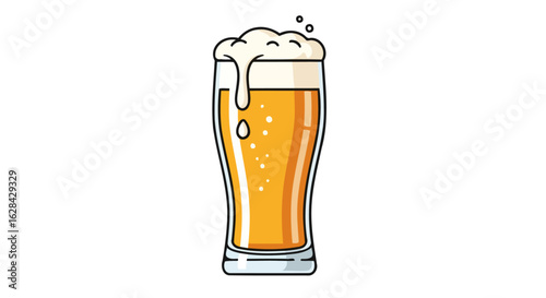 frothy beer in pint glass perfect for brewery menus ads