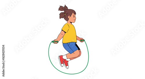 happy girl jumping rope active play childhood fun healthy lifestyle