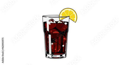 refreshing iced cola drink with lemon perfect for summer menus