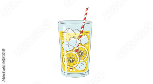 refreshing iced lemonade summer drink illustration for menus blogs