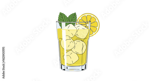 refreshing iced lemonade summer drink illustration for menus websites