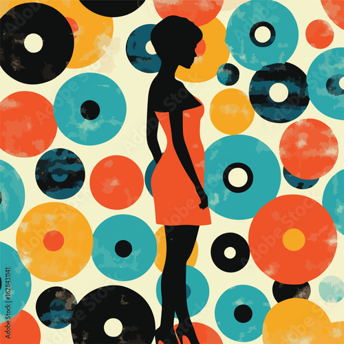 Vintage 60s Retro Fashion Vinyl Background