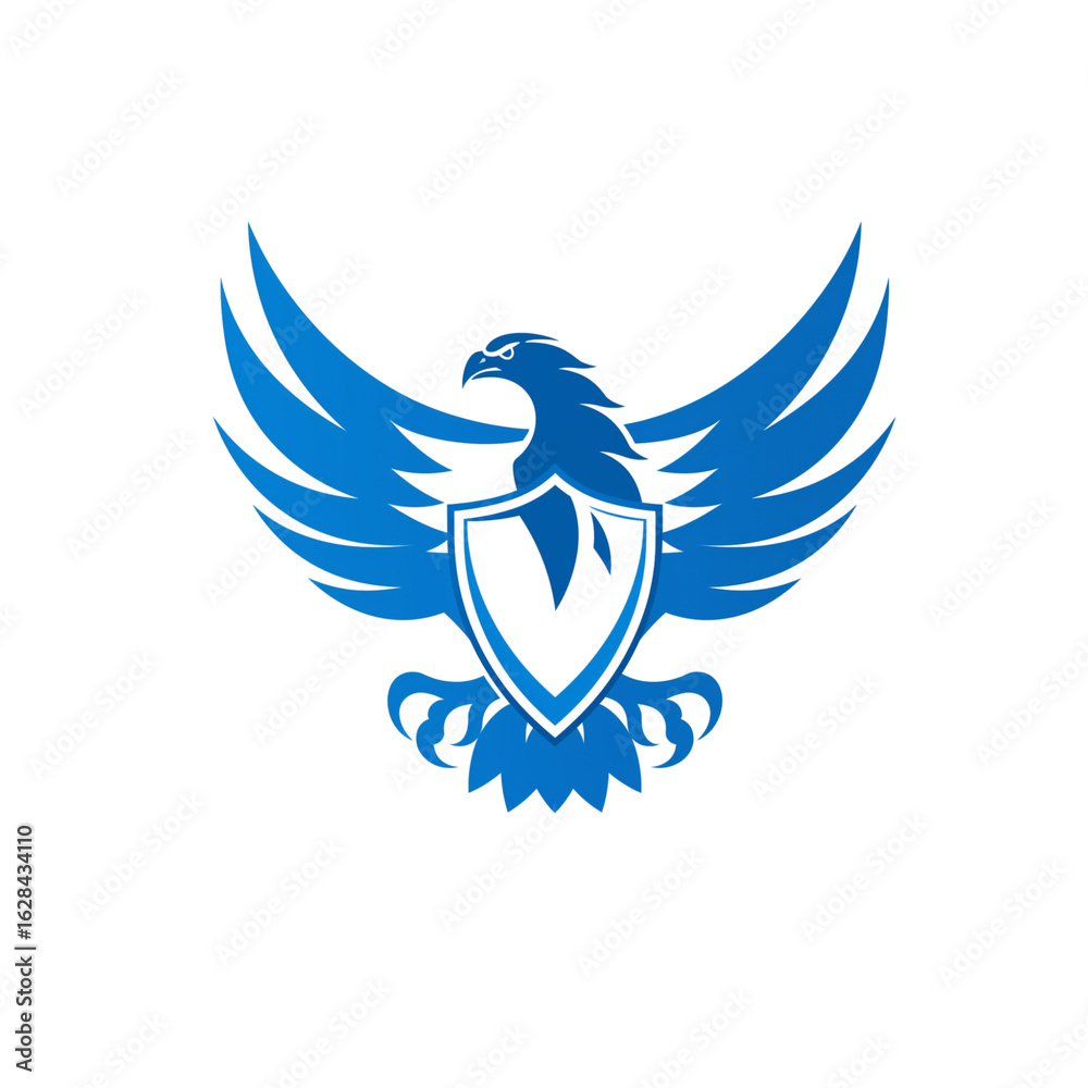 Obraz premium Blue eagle shield logo vector illustration for security and protection concept 4k image