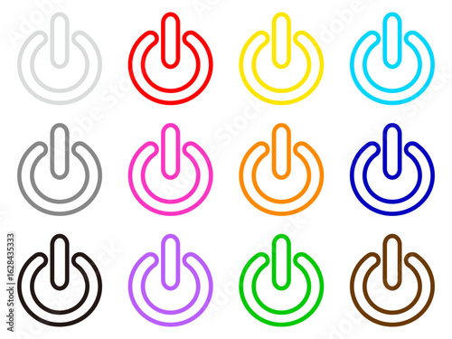 色とりどりの電源マークのイラスト素材セット2
