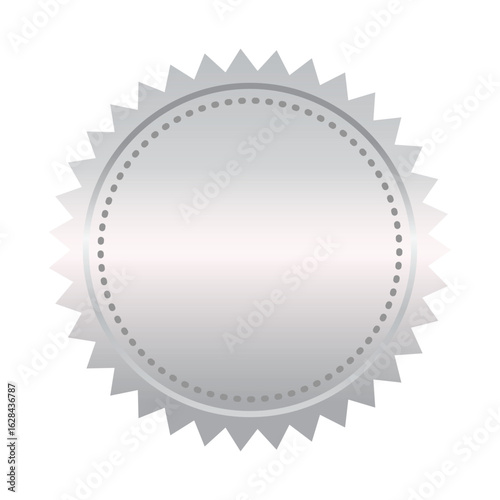 Seal stamp silver luxury glossy elegant icon vector illustration isolated on white background without text. Silver shiny luxury label for promo seal. Winner, Trophy, Top Quality concept. EPS 10