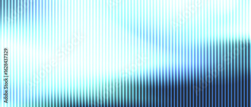 Metallic reeded glass with cool blue highlights and fluid distortion. Bright holographic lines and iridescent waves bring a futuristic shine. Ideal for abstract interfaces or modern UI design.
