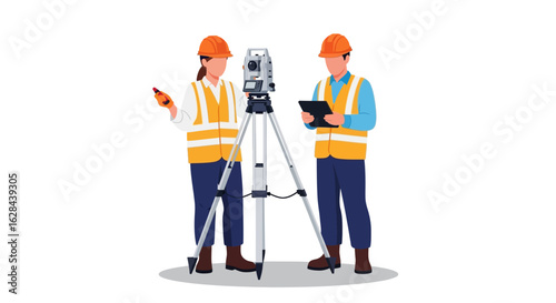 Land Surveyors at Work Precision Measurement and Site Analysis