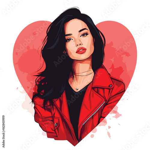 Elegant Black-Haired Female Fashion Model