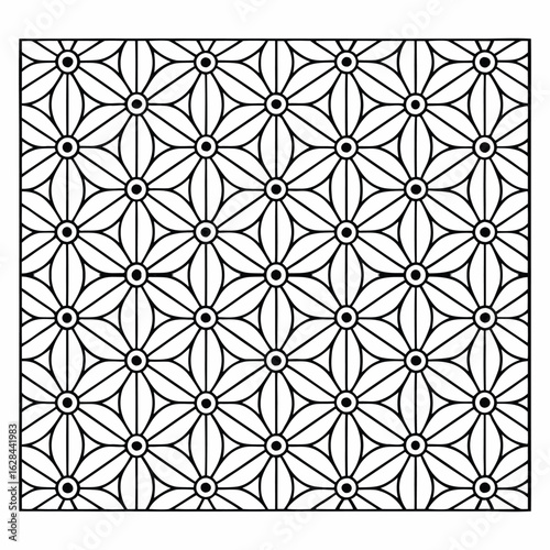 Flower of Life Inspired Geometric Pattern | Seamless Black and White Line Art Design