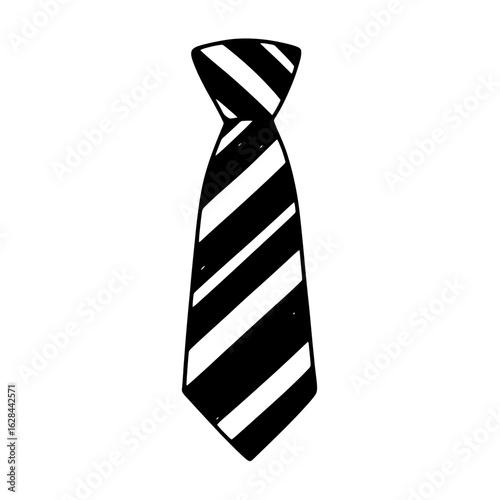 Illustration of a black and white striped tie isolated on a white background