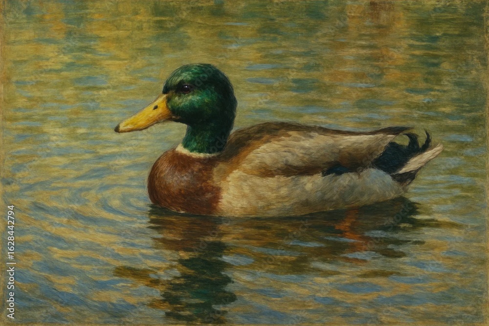 Fototapeta premium A Mallard Duck in Serene Waters