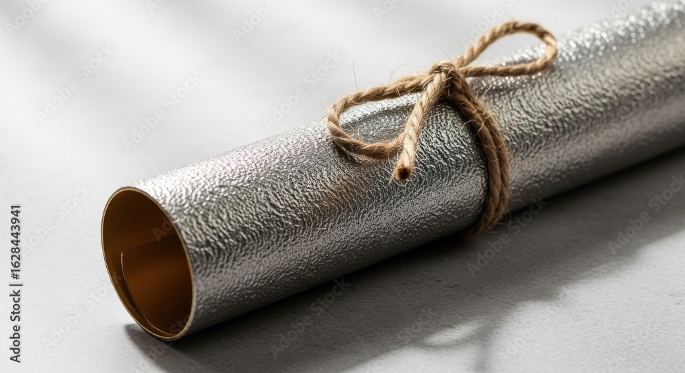 Fototapeta premium Metallic Scroll Tied with Jute Cord, a Symbol of Achievement and Legacy