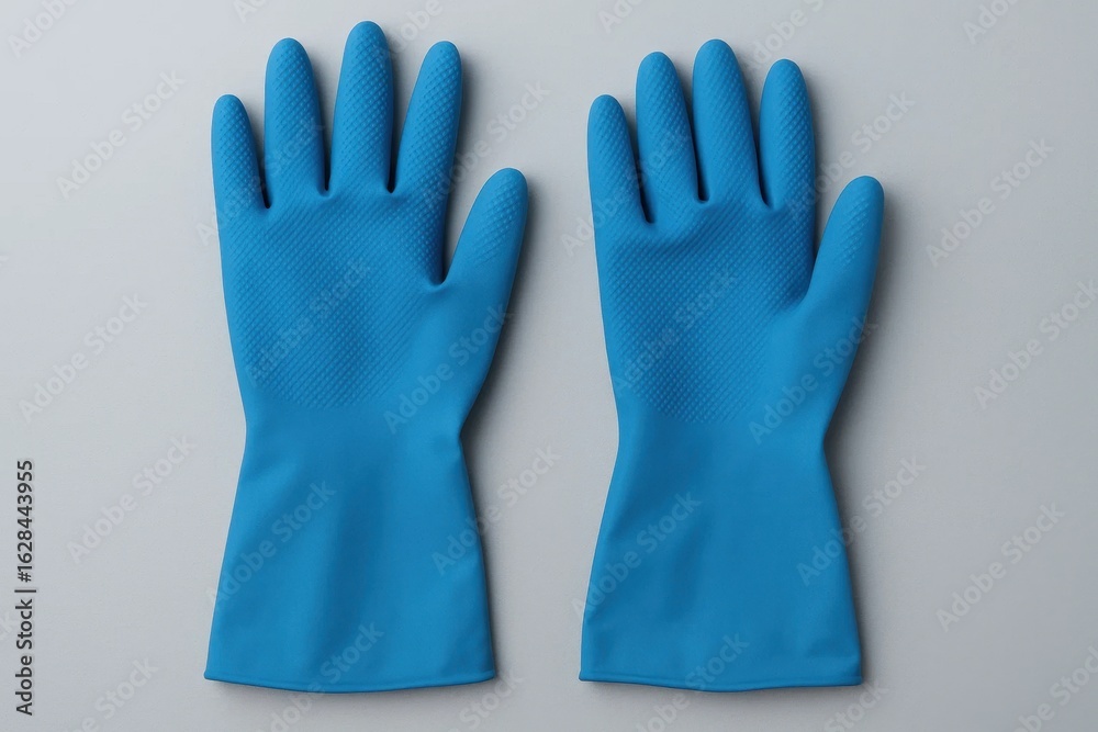 Obraz premium A Pair of Protective Work Gloves on a Gray Background