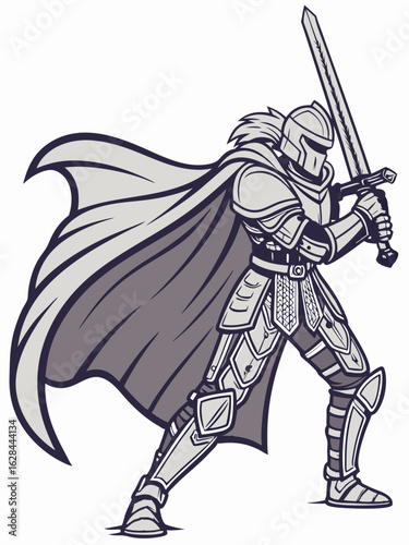 A medieval warrior holding his sword, ready for battle