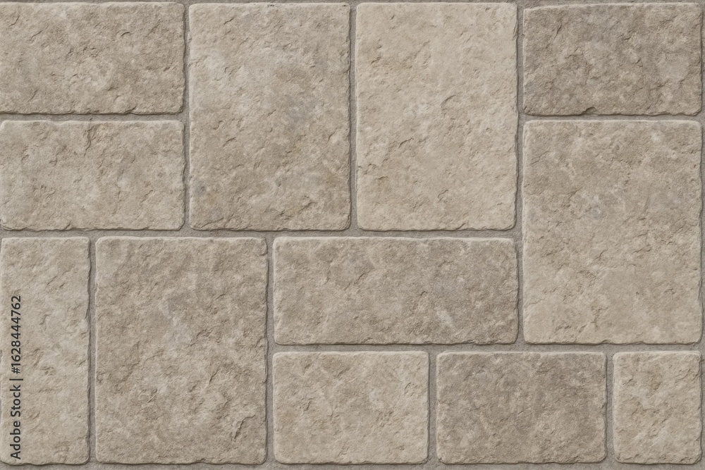 Naklejka premium An intricate pattern of gray stone tiles, meticulously arranged to create a harmonious and timeless design