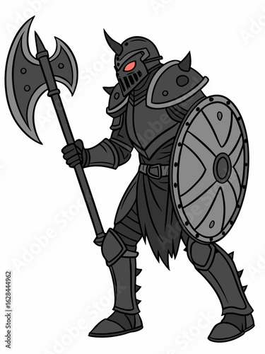 Dark knight with mysterious stance and armor