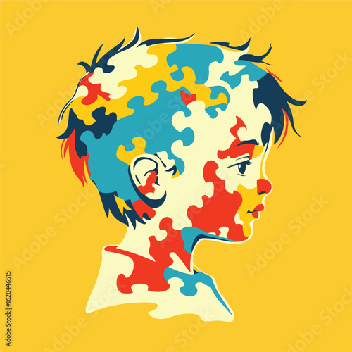 Child with autism awareness concept illustration