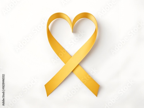 Yellow ribbon tied in a heart shape awareness ribbon