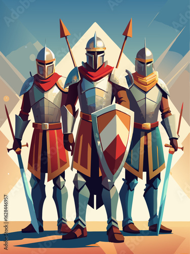 Armored hero with shining sword, ready for combat