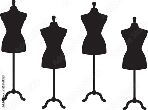 A Set of Four Black and White Mannequin Silhouettes