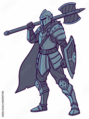 Dark knight with mysterious stance and armor