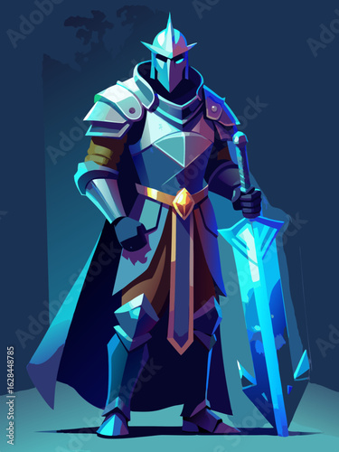 Dark knight with mysterious stance and armor