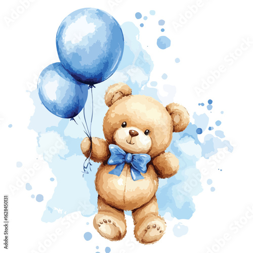 Adorable Teddy Bear Watercolor Illustration