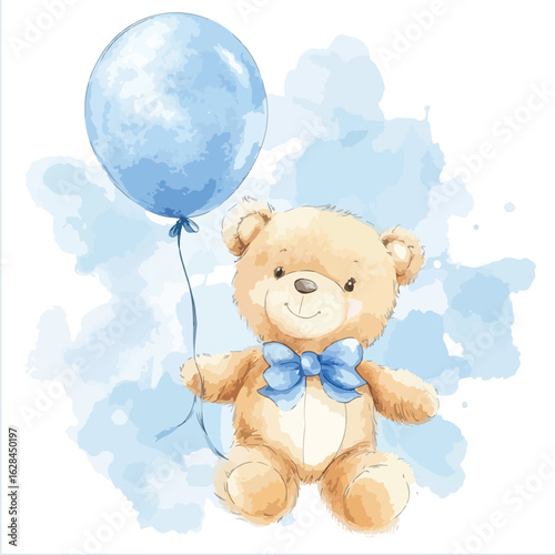 Adorable Teddy Bear Watercolor Illustration