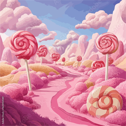 Whimsical Pink Candy Land Fantasy Art