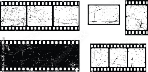 Vintage film strips show scratched texture perfect for retro edits