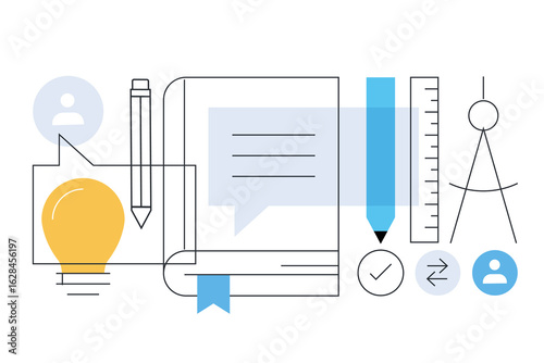 Education. Creative vector illustration for web banner, social media, business presentation, marketing material. Back to school. Distance education, online learning.