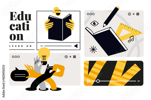 Education. Creative vector illustrations for web banner, social media, business presentation, marketing material. Back to school. Distance education, online learning.