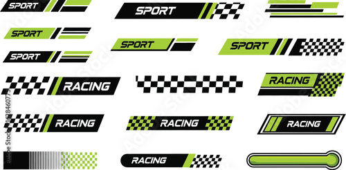 Dynamic racing and sport graphic elements for automotive branding and design