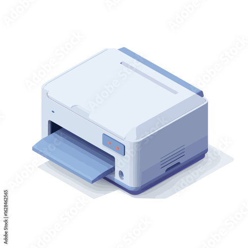 Isometric vector illustration of an office printer for printing documents isolated on a white background

