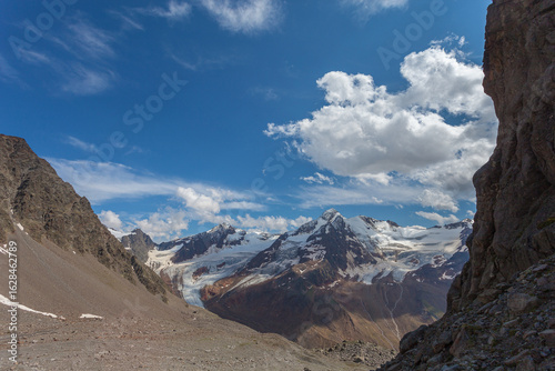 Panorama on the glaciers of the Palla Bianca massif, Alto Adige - Sudtirol, Italy. Popular mountain for climbers
