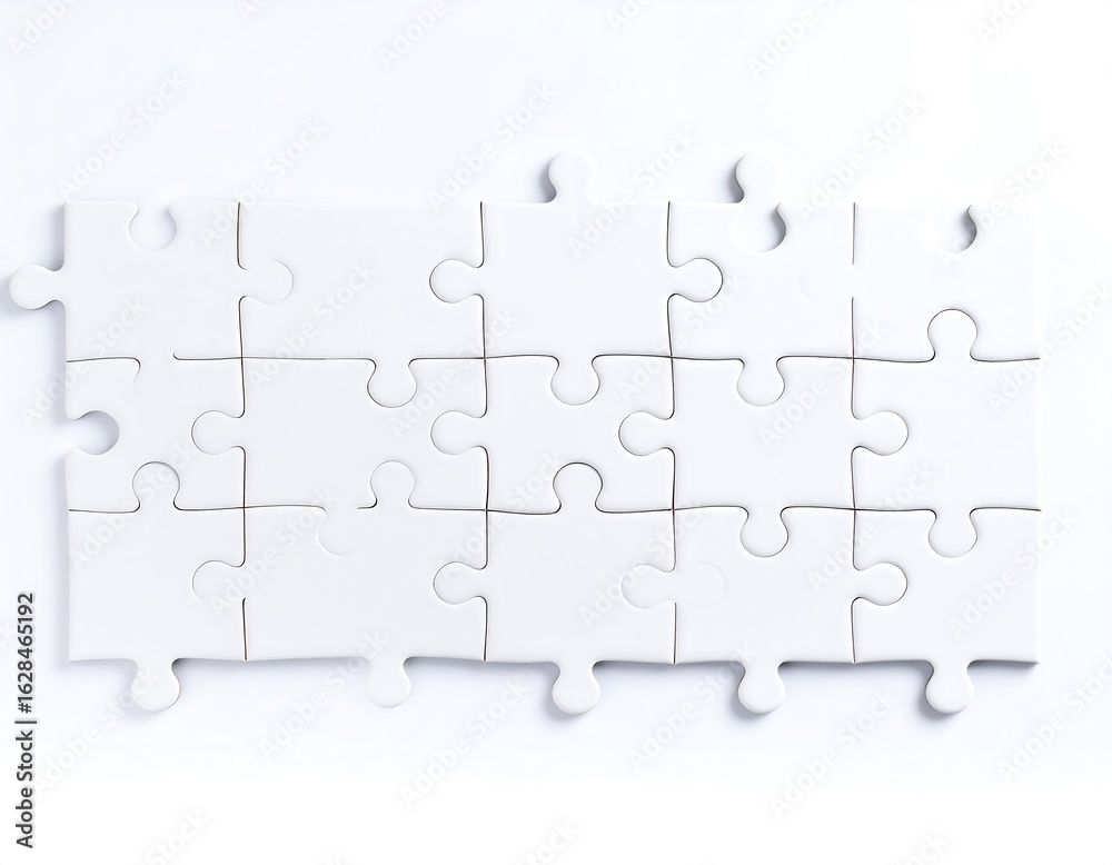 Fototapeta premium White puzzle pieces on white background