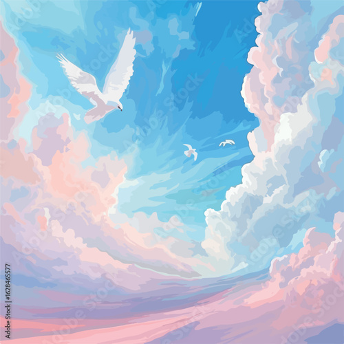 Tranquil Sky with Clouds and Bird