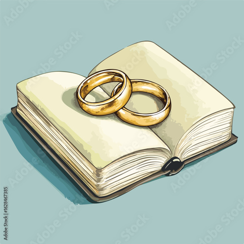 Wedding rings on prayer book