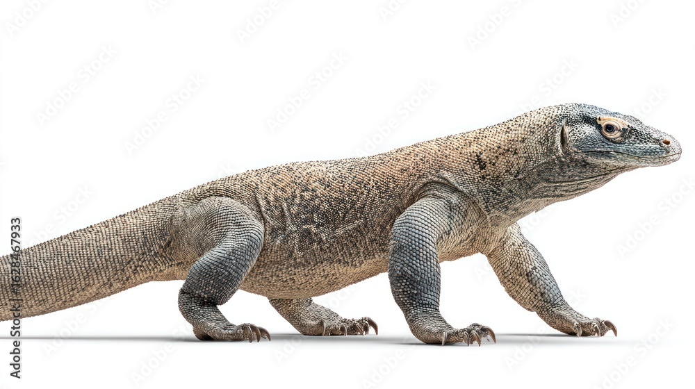 Obraz premium Komodo dragon profile against white