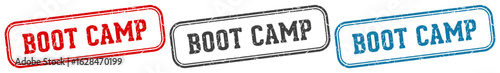 boot camp stamp. boot camp rectangular stamp set isolated on white background