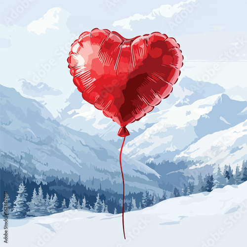 Heart Shaped Red Balloon Valentine's Day
