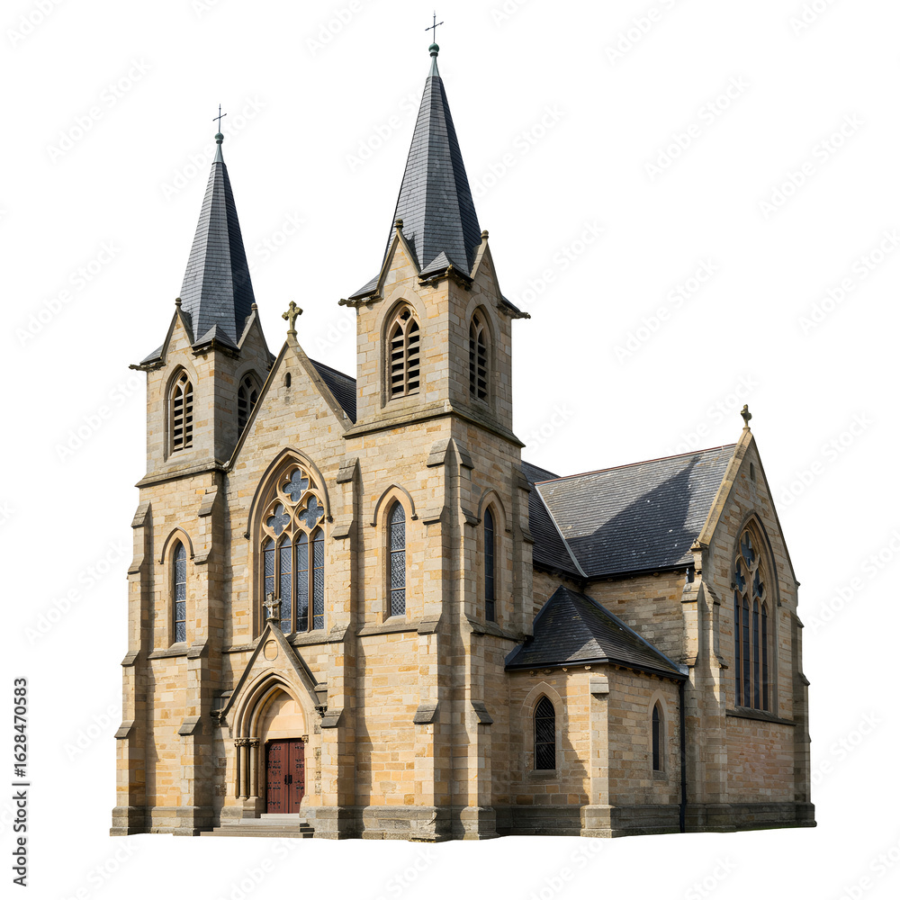 Old historical religious church building isolated on white or transparent png background
Old historical religious church building isolated on white or transparent png background