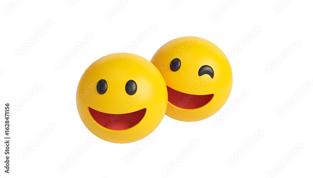 Fototapeta premium Two happy cartoon faces