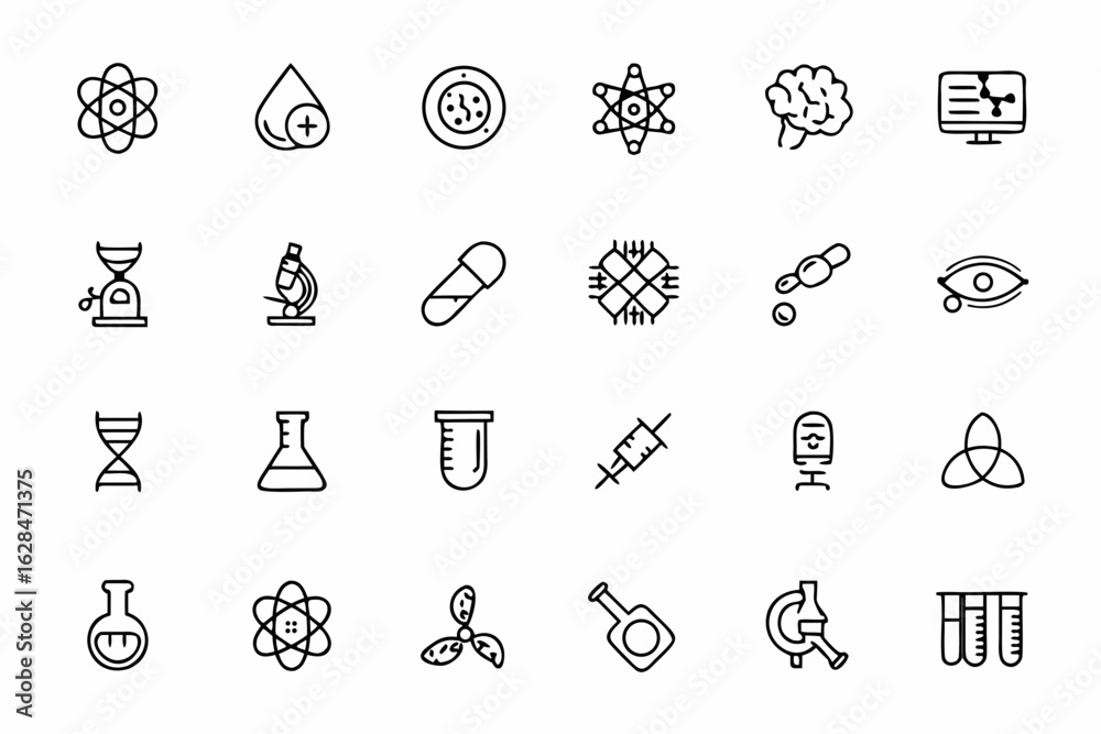 Fototapeta premium An elegant bundle showcasing modern biotechnology advancements in minimal line design. Great for science infographics, research journals, and STEM content.